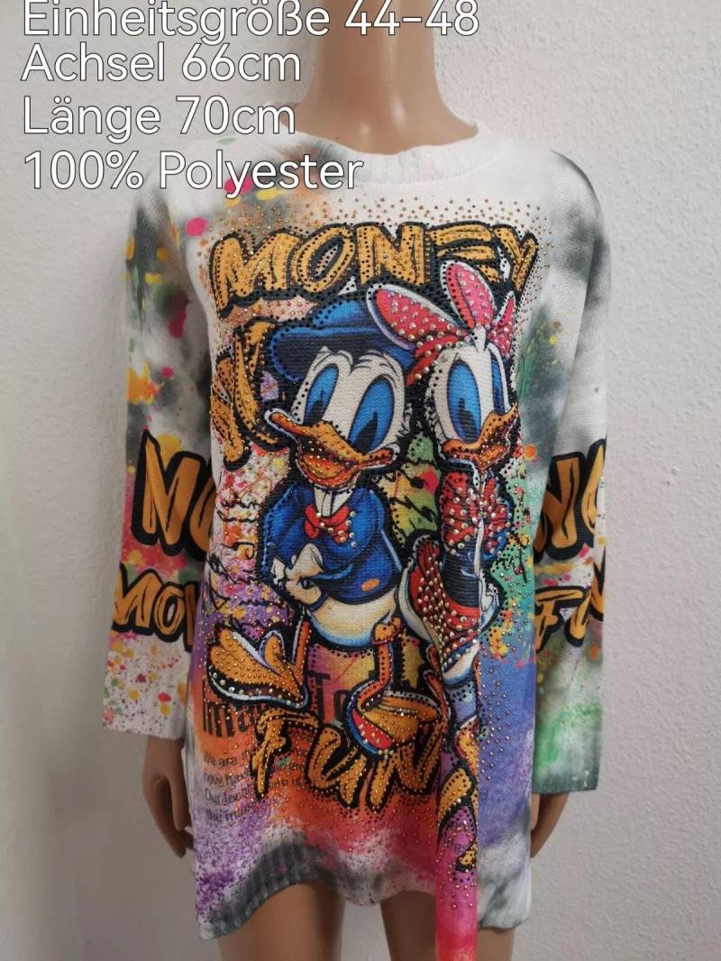 Donald Duck Glitzer Pullover Größe 44-48 Einheitsgröße von ByKleiderstubeNixxs