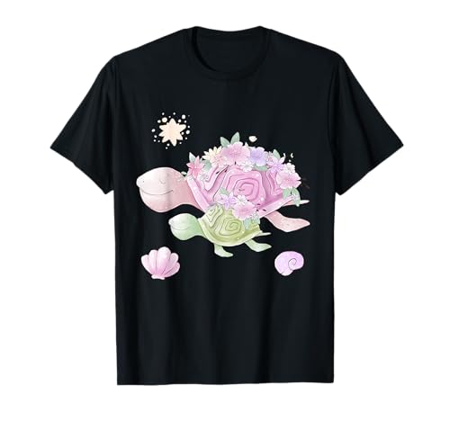 Aquarell Aquarell Blumen Mama und Baby | Meeresschildkröte T-Shirt von Kleidung und Geschenke für Meeresschildkröten