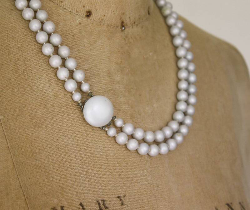 Graue Doppelstrang Halsband von KleinDesignVintage