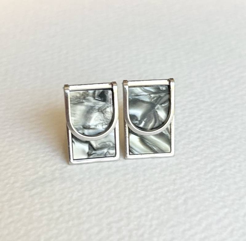 Marmorierte Schwarz-Weiße Faux Finish Manschettenknöpfe von KleinDesignVintage