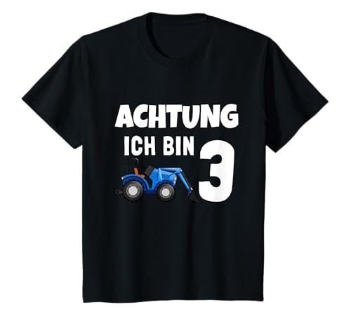 Achtung 3 Kinder Gburtstag Junge blauer Trecker Traktor T-Shirt von Kleine Bauern Traktor Designs