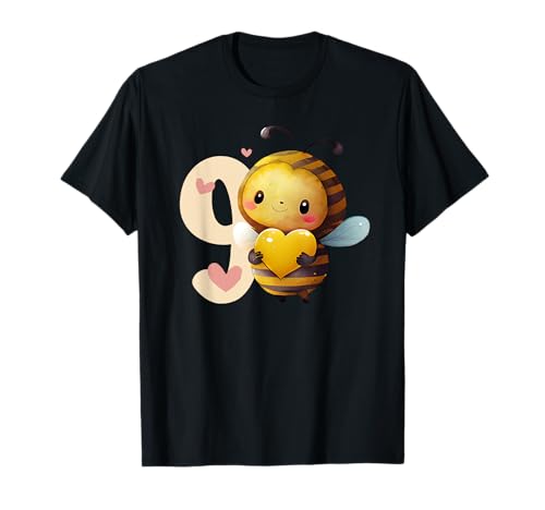 Kleine Biene mit Herz Kinder Geburtstag 9 Jahre Mädchen T-Shirt Kleine Biene mit Herz Kinder Geburtstag 9 Jahre Mädchen T-Shirt von Kleine Biene Geburtstag für Mädchen Kinder
