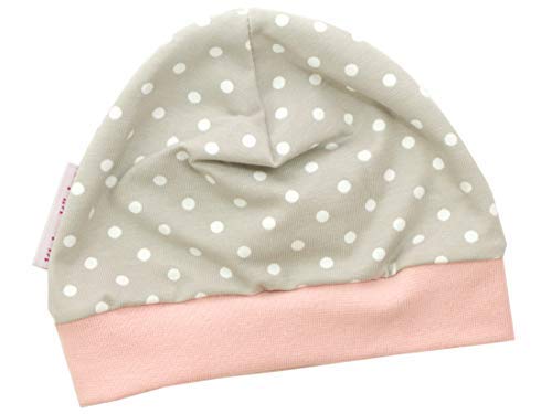 Kleine Könige Mütze Baby Mädchen Beanie · Mitwachs-Funktion · Modell Dots Punkte beige, Altrosa · Ökotex 100 Zertifiziert · Größe 50/56 von Kleine Könige