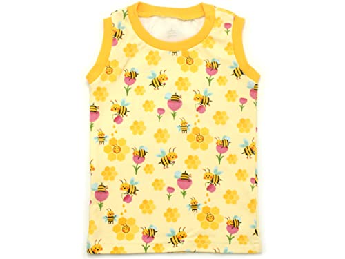 Kleine Könige Baby Kinder Shirt Tank Top ärmellos Mädchen · Modell Blumen Honig Biene Honey Bee, gelb · Ökotex 100 Zertifiziert · Größe 134/140 von Kleine Könige