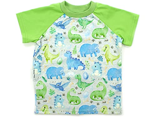 Kleine Könige Baby Kinder T Shirt Jungen · Modell Dinosaurier Little Dino hellgrau, Lemon · Ökotex 100 Zertifiziert · Größe 62/68 von Kleine Könige