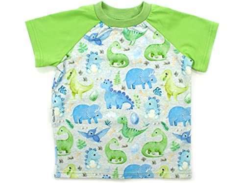Kleine Könige Baby Kinder T Shirt Jungen · Modell Dinosaurier Little Dino hellgrau, Lemon · Ökotex 100 Zertifiziert · Größe 110/116 von Kleine Könige