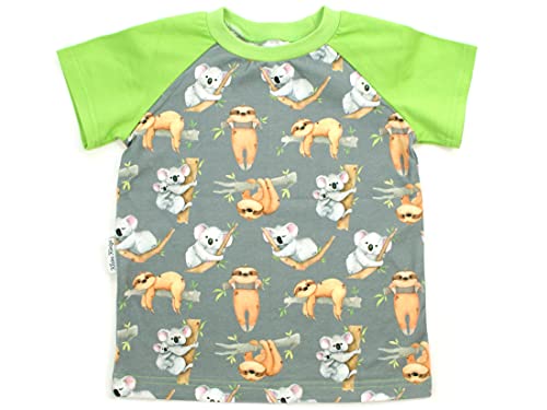 Kleine Könige Baby Kinder T Shirt Jungen · Modell Koala und Faultier grau, Lemon · Ökotex 100 Zertifiziert · Größe 122/128 von Kleine Könige