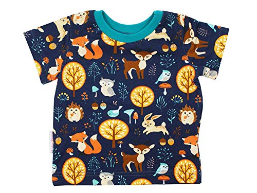 Kleine Könige Baby Kinder T Shirt Jungen · Modell Tiere Wald Forest Friends Marine, Tanne · Ökotex 100 Zertifiziert · Größe 86/92 von Kleine Könige