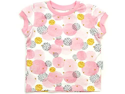 Kleine Könige Baby Kinder T Shirt Mädchen · Modell Punkte Glitter Dots Gold, rosa · Ökotex 100 Zertifiziert · Größe 74/80 von Kleine Könige
