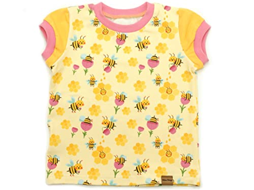 Kleine Könige Baby Kinder T Shirt Mädchen · Modell Blume Honig Biene Honey Bee gelb, rosa · Ökotex 100 Zertifiziert · Größe 122/128 von Kleine Könige