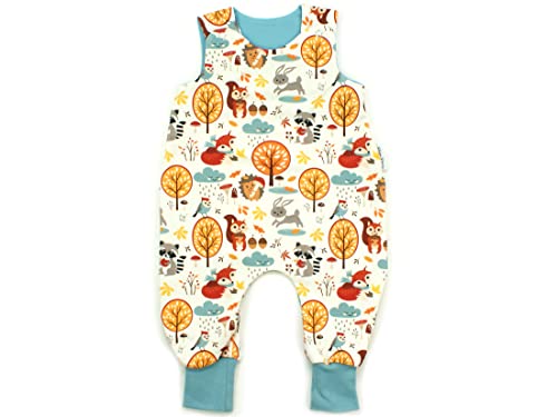 Kleine Könige Baby Strampler Jungen Baby Body · Modell Fuchs Hase Waldtiere Cozy Forest hell, rauchblau · Ökotex 100 zertifiziert · Größe 50/56 von Kleine Könige