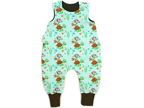 Kleine Könige Baby Strampler Jungen Baby Body · Modell Schildkröte Affe Diving Monkey aqua, braun · Ökotex 100 zertifiziert · Größe 50/56 von Kleine Könige