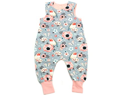 Kleine Könige Baby Strampler Mädchen Baby Body · Modell Vogel Blumen Birds grau, altrosa · Ökotex 100 zertifiziert · Größen 86/92 von Kleine Könige