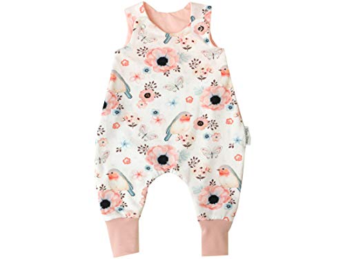 Kleine Könige Baby Strampler Mädchen Baby Body · Modell Vogel Blumen Birds weiß, altrosa · Ökotex 100 zertifiziert · Größen 86/92 von Kleine Könige