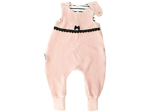 Kleine Könige Baby Strampler Mädchen Baby Body · Modell Punkte Baby Dots rosa mit Spitze schwarz, altrosa · Ökotex 100 zertifiziert · Größen 86/92 von Kleine Könige