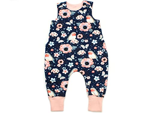 Kleine Könige Baby Strampler Mädchen Baby Body · Modell Schmetterling Vögel Birds marine, altrosa · Ökotex 100 zertifiziert · Größe 50/56 von Kleine Könige