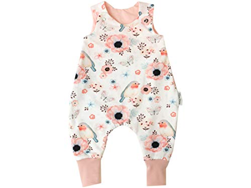 Kleine Könige Baby Strampler Mädchen Baby Body · Modell Vogel Blumen Birds weiß, altrosa · Ökotex 100 zertifiziert · Größen 50/56 von Kleine Könige