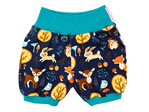 Kleine Könige Kurze Pumphose Baby Jungen Shorts · Modell Fuchs Waldtiere Forest Friends Marine, Tanne · Ökotex 100 Zertifiziert · Größe 110/116 von Kleine Könige