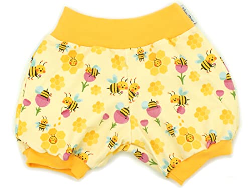 Kleine Könige Kurze Pumphose Baby Mädchen Shorts · Modell Sommer Biene Honig Honey Bee, gelb · Ökotex 100 Zertifiziert · Größe 110/116 von Kleine Könige