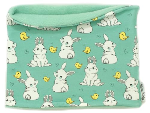 Kleine Könige Loop Schal Kinder Jungen bis 10 Jahre · Modell Küken Kleiner Hase mint · Innen Fleece aqua · Made in Germany von Kleine Könige