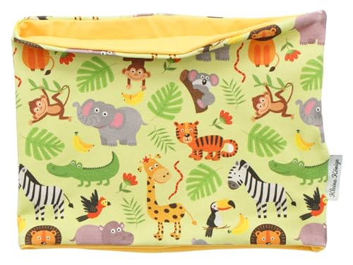 Kleine Könige Loop Schal Kinder Jungen bis 10 Jahre · Modell Tiger Löwe Zebra Dschungeltiere lemon, gelb · Ökotex 100 zertifiziert · Made in Germany von Kleine Könige