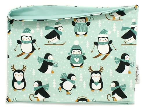 Kleine Könige Loop Schal Kinder Jungen bis 10 Jahre · Modell Winter Pinguin Winterpinguine, aqua · Ökotex 100 zertifiziert · Made in Germany von Kleine Könige