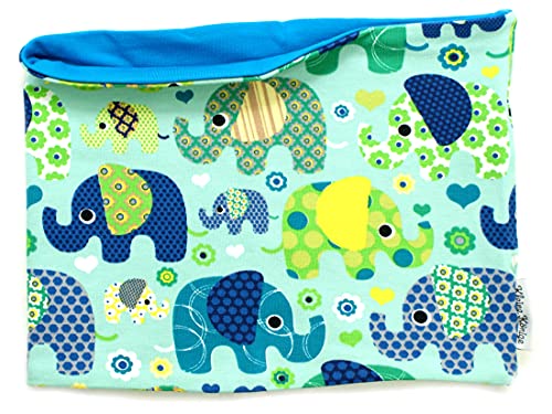 Kleine Könige Loop Schal Kinder Jungen bis 10 Jahre · Modell Elefant Elefantenparty türkis, petrol · Ökotex 100 zertifiziert · Made in Germany von Kleine Könige