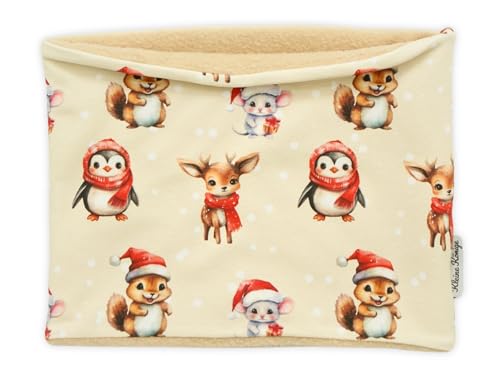 Kleine Könige Loop Schal Kinder Mädchen bis 10 Jahre · Modell Reh Pinguin Weihnachtstiere beige · Fleece beige · Made in Germany von Kleine Könige