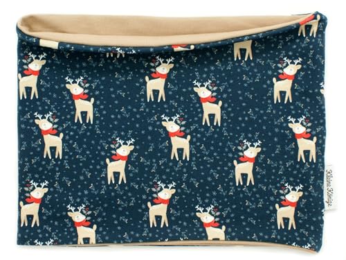 Kleine Könige Loop Schal Kinder Mädchen bis 10 Jahre · Modell Reh Rentiere marineblau, beige · Ökotex 100 zertifiziert · Made in Germany von Kleine Könige