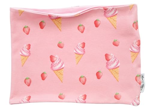 Kleine Könige Loop Schal Kinder Mädchen bis 10 Jahre · Modell Sommer Erdbeeren Erdbeereis, rosa · Ökotex 100 zertifiziert · Made in Germany von Kleine Könige