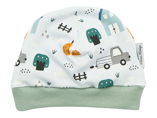 Kleine Könige Mütze Baby Jungen Beanie · Modell Farm On The Field, Mint · Ökotex 100 Zertifiziert · Größe 98/104 von Kleine Könige