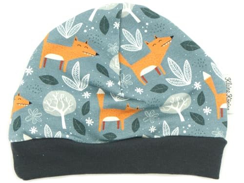 Kleine Könige Mütze Baby Jungen Beanie · Modell Fuchs Winterfuchs grau, anthrazit · Ökotex 100 Zertifiziert · Größe 74/80 von Kleine Könige