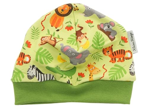 Kleine Könige Mütze Baby Jungen Beanie · Modell Tiger Löwe Zebra Dschungeltiere Lemon, grün · Ökotex 100 Zertifiziert · Größe 74/80 von Kleine Könige
