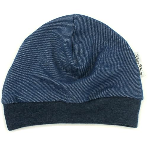 Kleine Könige Mütze Baby Jungen Beanie · Modell Uni jeansjersey dunkelblau, Denim · Ökotex 100 Zertifiziert · Größe 86/92 von Kleine Könige
