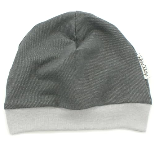 Kleine Könige Mütze Baby Jungen Beanie · Modell Uni jeansjersey grau, hellgrau · Ökotex 100 Zertifiziert · Größe 62/68 von Kleine Könige