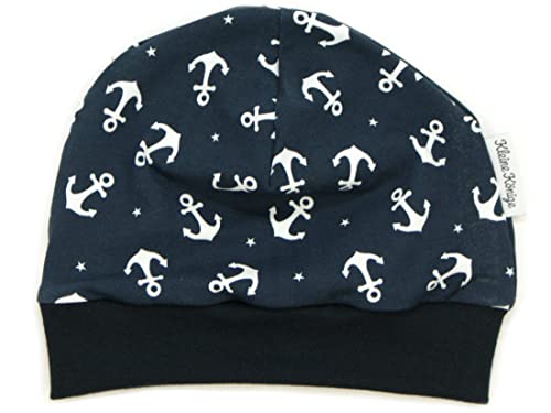 Kleine Könige Mütze Baby Jungen Beanie · Mitwachs-Funktion · Modell Anker Ankertanz blau, Marine · Ökotex 100 Zertifiziert · Größe 110/116 von Kleine Könige