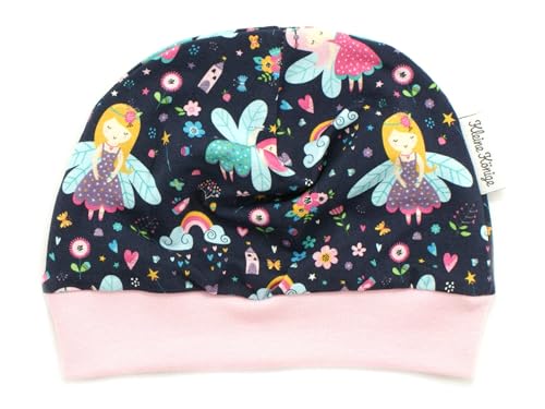 Kleine Könige Mütze Baby Mädchen Beanie · Modell Regenbogen Kleine Fee Marine, Babyrosa · Ökotex 100 Zertifiziert · Größe 110/116 von Kleine Könige