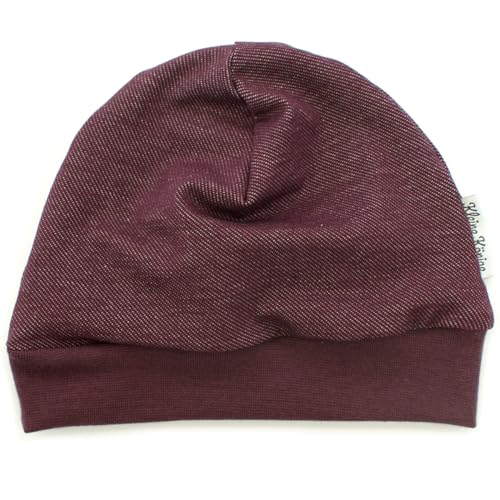 Kleine Könige Mütze Baby Mädchen Beanie · Modell Uni Jeansjersey aubergine, aubergine · Ökotex 100 Zertifiziert · Größe 62/68 von Kleine Könige