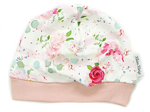 Kleine Könige Mütze Baby Mädchen Beanie · Modell Blumen Pastel Flowers, Altrosa · Ökotex 100 Zertifiziert · Größe 110/116 von Kleine Könige