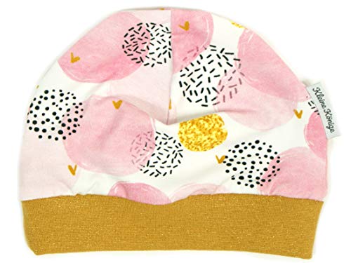 Kleine Könige Mütze Baby Mädchen Beanie · Modell Punkte Glitter Dots, Glitzer Gold · Ökotex 100 Zertifiziert · Größe 98/104 von Kleine Könige