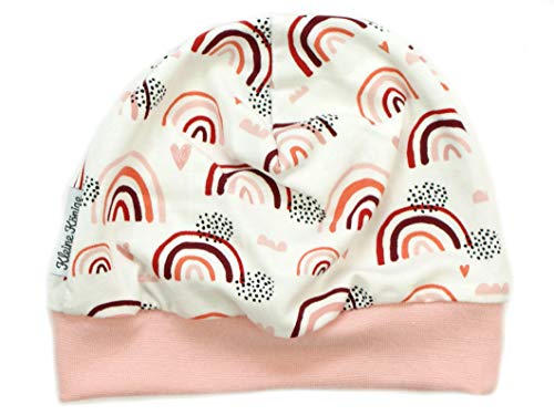 Kleine Könige Mütze Baby Mädchen Beanie · Modell Regenbogen Lovely Rainbow, Altrosa · Ökotex 100 Zertifiziert · Größe 110/116 von Kleine Könige