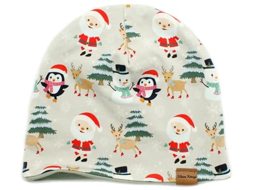 Kleine Könige Mütze Kinder Jungen Beanie · Modell Winter Weihnachtsmann Weihnachtsfreude beige, Mint · Ökotex 100 Zertifiziert · Größe 122/128 (KU 52-54) von Kleine Könige