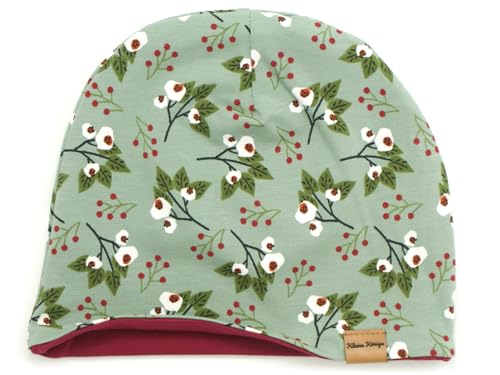 Kleine Könige Mütze Kinder Mädchen Beanie · Modell Mistelzweig Mistletoe Mint, weinrot · Ökotex 100 Zertifiziert · Größe 122/128 (KU 52-54) von Kleine Könige