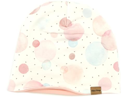 Kleine Könige Mütze Kinder Mädchen Beanie · Modell Punkte Blossom Dots weiß, Altrosa · Ökotex 100 Zertifiziert · Größe 110/116 (KU 50-52) von Kleine Könige