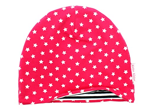 Kleine Könige Mütze Kinder Mädchen Beanie · Modell Sterne Superstar pink, schwarz-weiß · Ökotex 100 Zertifiziert · Größe 110/116 (KU 50-52) von Kleine Könige