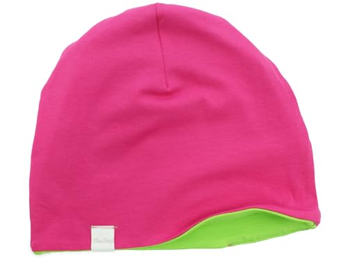 Kleine Könige Mütze Kinder Mädchen Beanie · Modell Uni pink, innen Lemon · Ökotex 100 Zertifiziert · Größe 134/140 (KU 55-57) von Kleine Könige