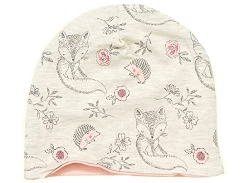 Kleine Könige Mütze Kinder Mädchen Beanie · Modell Fuchs Igel Cutie Pies beige, Altrosa · Ökotex 100 Zertifiziert · Größe 110/116 (KU 50-52) von Kleine Könige