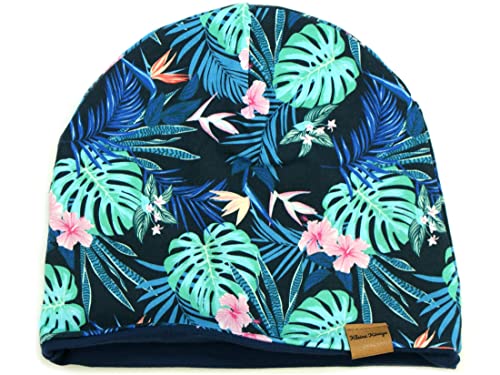 Kleine Könige Mütze Kinder Mädchen Beanie · Modell Monstera Tropic Marine, Marine · Ökotex 100 Zertifiziert · Größe 110/116 (KU 50-52) von Kleine Könige