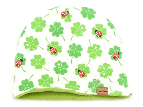 Kleine Könige Mütze Mädchen Herbst Winter Kindermütze · Modell Marienkäfer Klee Lucky Ladybug · Fleece Lemon · Größe 98/104 (KU 47-50) von Kleine Könige