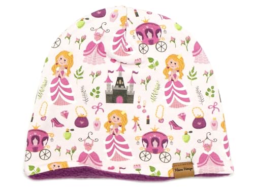 Kleine Könige Mütze Mädchen Herbst Winter Kindermütze · Modell Schloss Prinzessin rosa · Fleece Magenta · Größe 98/104 (KU 47-50) von Kleine Könige